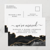 瑠璃黒と金の大理石引越しのお知らせ 案内ポストカード (正面/裏面)