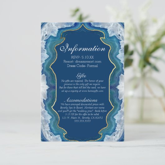 瑪瑙のエレガントでかわいらしく青いティール(緑がかった色)のGeode情報 エンクロージャーカード (スタンド正面)