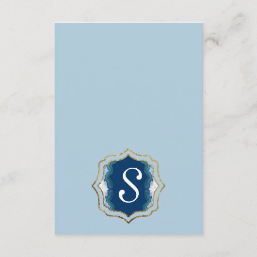 瑪瑙のエレガントでかわいらしく青いティール(緑がかった色)のGeode情報 エンクロージャーカード (裏面)