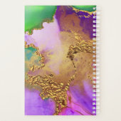 瑪瑙の水彩金ゴールドピンク紫の緑スクリプト プランナー手帳 (裏面)