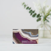 瑪瑙の石のGeodeのアメジストの水晶 名刺 (スタンド正面)