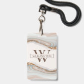 瑪瑙の石大理石バッジ バッジ (正面(ネックストラップ付))