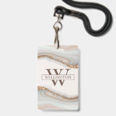 瑪瑙の石大理石バッジ バッジ (裏面(ネックストラップ付))