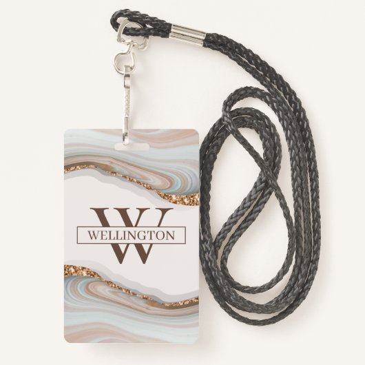 瑪瑙の石大理石バッジ バッジ (裏面ランヤード)