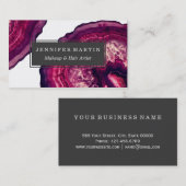 瑪瑙のGeodeのかわいらしいピンクおよび紫色の石 名刺 (正面/裏面)