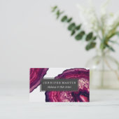 瑪瑙のGeodeのかわいらしいピンクおよび紫色の石 名刺 (スタンド正面)