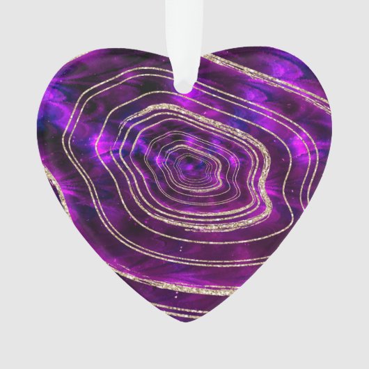 瑪瑙のGeodeの宇宙水晶の金ゴールドのグリッター オーナメント (正面)