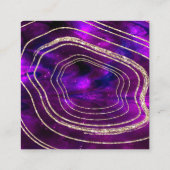 瑪瑙のGeodeの宇宙水晶の金ゴールドのグリッター スクエア名刺 (裏面)