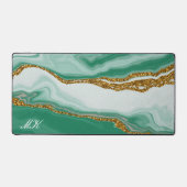瑪瑙グリーンと金ゴールド大理石の渦巻き デスクマット (正面)