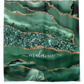 瑪瑙グリーン金ゴールドグリッター大理石シャワーカーテン シャワーカーテン (正面)