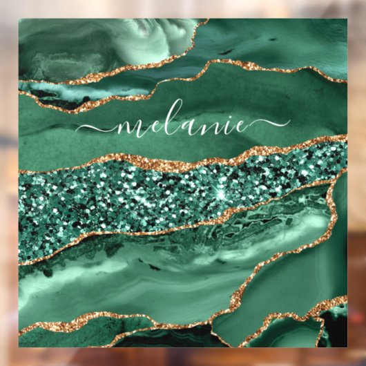 瑪瑙グリーン金ゴールドグリッター大理石名ウィンドウ貼り付け ウィンドウサイン (シート2)