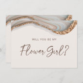 瑪瑙ストーンマーブルフラワーガールカード サンキューカード (正面/裏面)