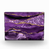 瑪瑙パープルバイオレット金ゴールド名前をカスタムするフォトブロック フォトブロック (正面)