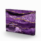 瑪瑙パープルバイオレット金ゴールド名前をカスタムするフォトブロック フォトブロック (右)