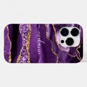 瑪瑙パープル金ゴールドグリッター名前をカスタムするiPhoneケース Case-Mate iPhoneケース (裏面 (横))