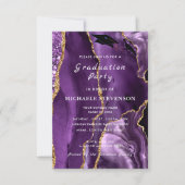 瑪瑙パープル金ゴールド卒業招待状テンプレート ノートカード (正面)