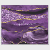 瑪瑙パープル金ゴールド名前をカスタムするギフトラッピング紙 ラッピングペーパー (フラット)