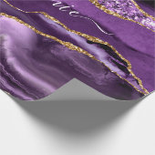 瑪瑙パープル金ゴールド名前をカスタムするギフトラッピング紙 ラッピングペーパー (角)