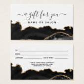 瑪瑙ブラック及び金ゴールド大理石サロンギフトカード (正面&裏面)