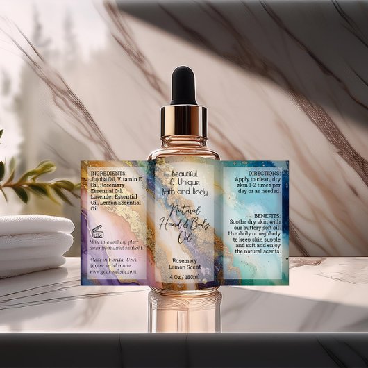 瑪瑙ボトルラベル4ozまたは油スポイト製品 長方形シール