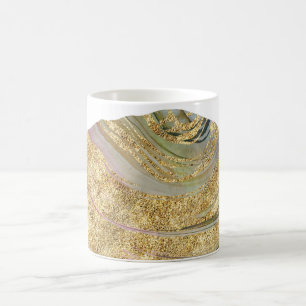 *~*瑪瑙ロックウォーター色金ゴールドグリッターGeode コーヒーマグカップ