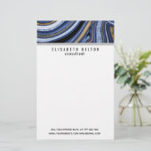 瑪瑙晶洞海軍金 黑色文具 便箋 (スタンド正面)