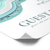 瑪瑙晶洞閃亮婚禮賓客留言簿 青綠色 ID647 ポスター (角)