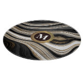 瑪瑙白黒と任意のモノグラムとの金ゴールド カッティングボード (角)