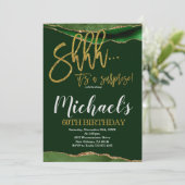 瑪瑙 ゴールド & グリーン サプライズ バースデーパーティー 招待状 (スタンド正面)