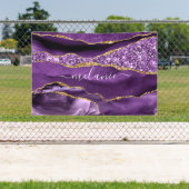 瑪瑙 紫色 紫羅蘭 金色閃光晶洞 自訂名稱 横断幕 (インサイチュ)