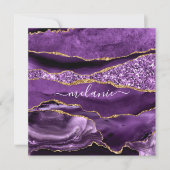 瑪瑙 紫色 紫羅蘭 金色 閃光晶洞 名稱文字 (正面)