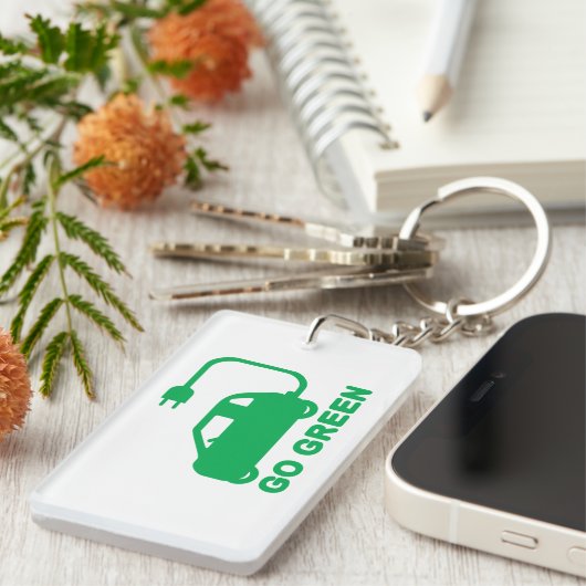 環境にやさしいことをしようの~ドライブ電気自動車 キーホルダー (正面右)