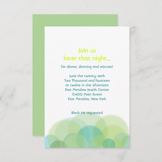 環境にやさしいことをしようアースバーバルミツワーパーティーカード 招待状 (正面/裏面)