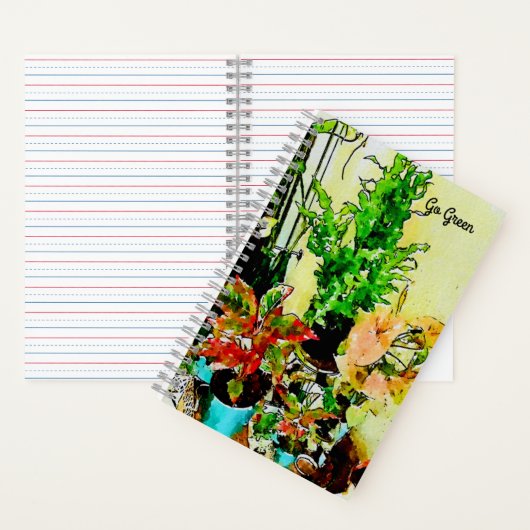 環境にやさしいことをしようウォーターカラーアートガーデンカスタムノートブック ノートブック (内側)