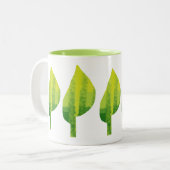 環境にやさしいことをしようエコ自然葉デザイン ツートーンマグカップ (正面左)