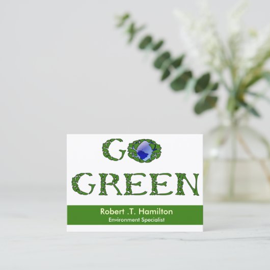 環境にやさしいことをしようリサイクル会社の名刺 名刺 (スタンド正面)