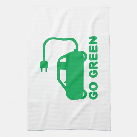 環境にやさしいことをしよう~が電気自動車を運転する キッチンタオル (縦)