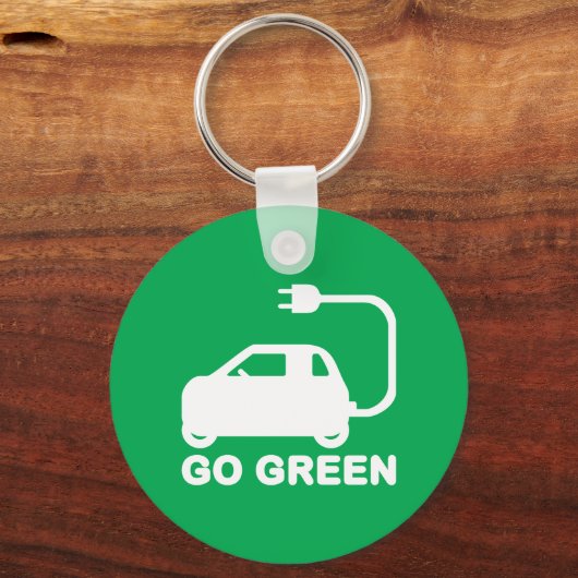 環境にやさしいことをしよう~が電気自動車を運転する キーホルダー (正面)