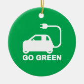 環境にやさしいことをしよう～が電気自動車を運転する セラミックオーナメント (正面)