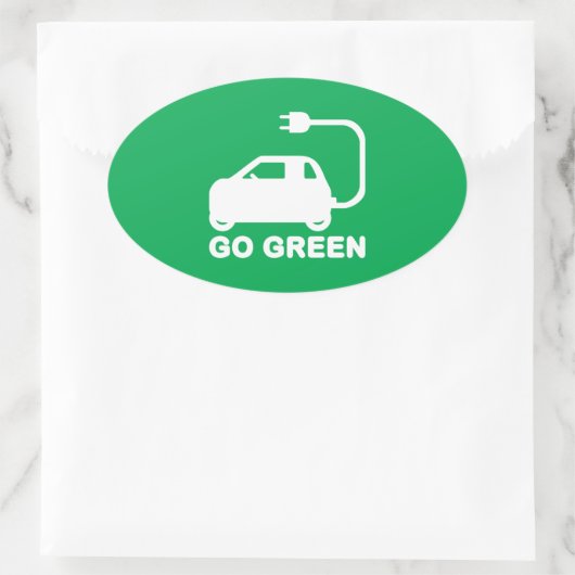 環境にやさしいことをしよう～が電気自動車を運転する 楕円形シール (バッグ)