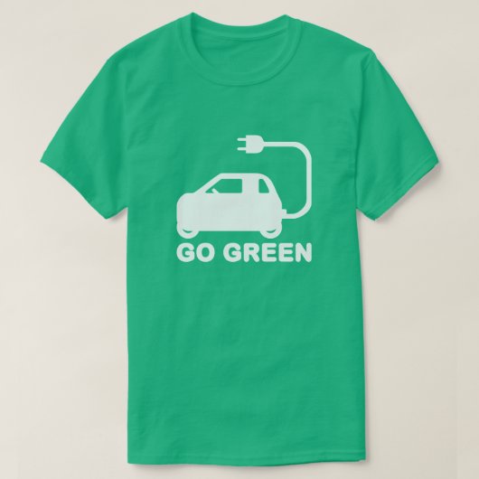 環境にやさしいことをしよう~が電気自動車を運転する Tシャツ (デザイン正面)