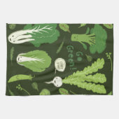 環境にやさしいことをしよう!(リーフィグリーン!)幸せな野菜 キッチンタオル (横)