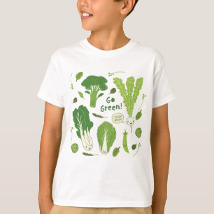 環境にやさしいことをしよう! 葉が多い緑の野菜 のかわいい野菜 Tシャツ