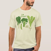 環境にやさしいことをしよう!葉の多い緑の野菜 |かわいい野菜 Tシャツ (正面)