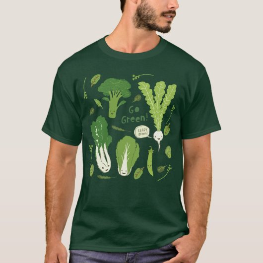 環境にやさしいことをしよう!葉緑野菜 |かわいい野菜 Tシャツ (正面)