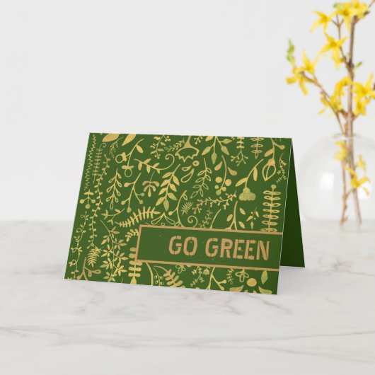 環境にやさしいことをしよう、金ゴールドフローラリース カード (黄色い花)