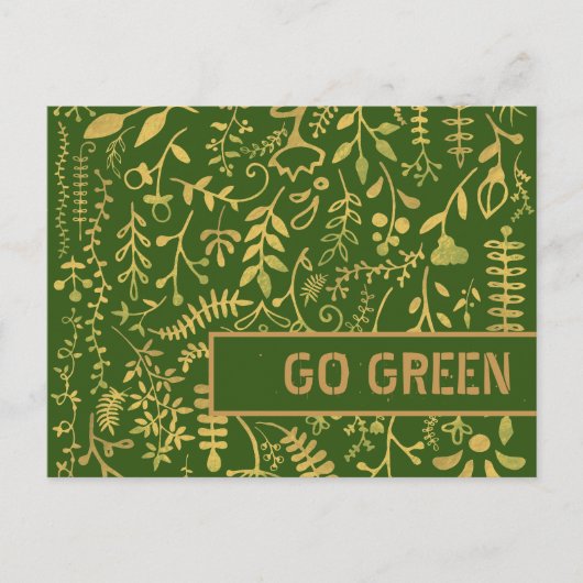環境にやさしいことをしよう、金ゴールドフローラリース ポストカード (正面)