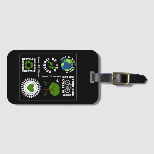 環境にやさし救環境にやさしいことをしよう地球をテーマにした ラゲッジタグ (正面横)