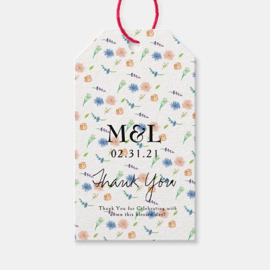 環境にやさし結婚水彩植物性フローラ ギフトタグ (正面)