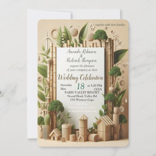 環境に優しい庭園と建物の調和 招待状 (正面)